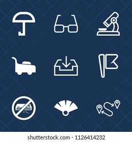 Premium set of outline, fill vector icons. Such as gardening, web, medical, weather, america, microscope, scientific, eye, research, flag, lawn, position, travel, garden, chemistry, lab, protection