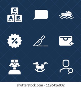 Premium set of outline, fill vector icons. Such as transport, education, play, clinic, chat, doctor, ocean, fun, health, price, nurse, account, communication, speech, bubble, marine, childhood, bag