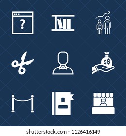 Premium set of outline, fill vector icons. Such as text, business, information, library, people, social, learning, career, store, web, sack, sign, cut, success, page, money, education, grocery, tool