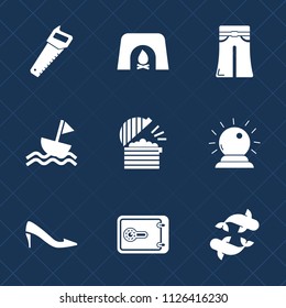 Premium set of outline, fill vector icons. Such as christmas, money, tool, finance, equipment, fire, shoe, magic, style, work, yacht, young, food, holiday, red, sail, seafood, sorcery, black, safe