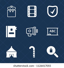 Premium set of outline, fill vector icons. Such as woman, directory, pretty, fashion, background, announcement, people, tent, megaphone, pass, sweet, clothes, sign, entertainment, person, black, food