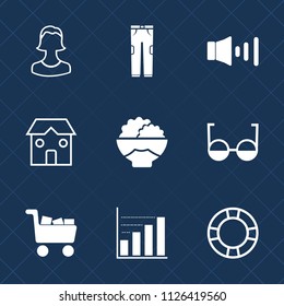Premium set of outline, fill vector icons. Such as speaker, food, grain, clothing, agriculture, pants, human, clothes, eye, avatar, summer, commerce, industrial, water, audio, ring, profile, data, raw