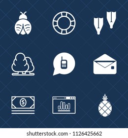 Premium set of outline, fill vector icons. Such as vacation, mail, sport, pineapple, fresh, forest, inflatable, environment, fly, analytics, sea, fruit, envelope, travel, coin, dragon, underwater, bug
