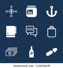 Premium set of outline, fill vector icons. Such as liquid, bank, sos, jam, page, celebration, bag, marine, white, black, investment, metal, finance, container, people, glass, mascara, brush, notebook