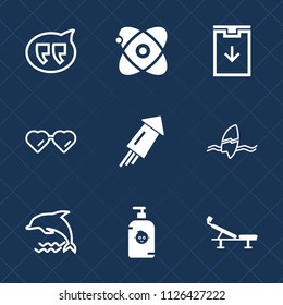 Premium set of outline, fill vector icons. Such as event, cosmos, planet, glasses, ocean, firework, astronomy, kid, seat, child, surfer, soap, happy, festival, sign, surf, chat, bubble, dialog, fun