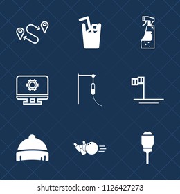 Premium set of outline, fill vector icons. Such as position, mexico, fashion, bottle, juice, map, medical, sport, ball, maid, lamp, direction, hat, location, water, place, baja, beach, travel, spray