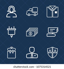 Premium set with outline icons. Such as people, employee, white, view, delivery, currency, truck, girl, traffic, person, protection, phone, transportation, employer, electricity, shirt, money, woman