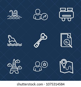 Premium set with outline icons. Such as healthy, liquid, map, france, drink, paris, graph, business, blue, zoom, bottle, summer, travel, glasses, eiffel, diagram, vacation, online, beautiful, location