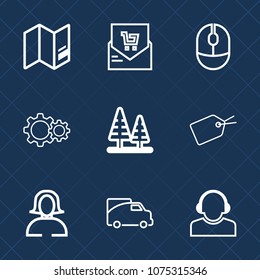 Premium set with outline icons. Such as young, traffic, list, landscape, retail, tag, computer, click, map, money, check, transport, sign, travel, receipt, technology, transportation, action, girl