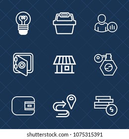 Premium set with outline icons. Such as safety, concept, coin, internet, finance, building, money, lightbulb, location, navigation, business, beauty, home, electric, market, map, banking, security