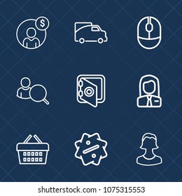 Premium set with outline icons. Such as human, online, finance, web, concept, employee, sale, avatar, market, sign, basket, money, computer, economy, click, profile, bank, business, safe, shop, van