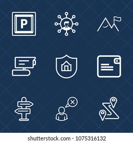 Premium set with outline icons. Such as view, nature, web, wallet, direction, internet, camera, screen, navigation, display, sign, element, phone, record, profile, dollar, vehicle, communication, tv