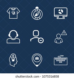 Premium set with outline icons. Such as poster, alarm, idea, laptop, location, help, fashion, online, service, nautical, delete, chart, concept, travel, infographic, user, shirt, keyboard, tshirt, web