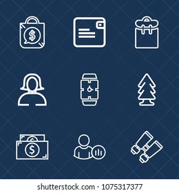 Premium set with outline icons. Such as price, hand, person, currency, tree, purse, pretty, profile, label, vision, modern, market, professional, wallet, money, landscape, discount, status, watch, spy