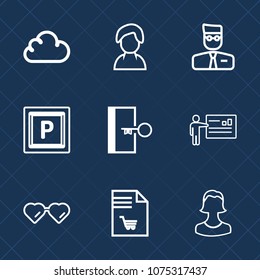 Premium set with outline icons. Such as girl, user, glasses, human, street, emergency, fashion, account, safety, sunglasses, avatar, list, technology, transportation, people, urban, internet, sign