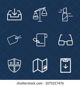 Premium set with outline icons. Such as concept, red, white, security, price, list, sale, shield, color, pink, eyeglasses, lipstick, eye, lip, website, weight, protect, fashion, travel, makeup, web