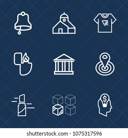 Premium set with outline icons. Such as cigarette, alert, typography, print, tshirt, lighter, architecture, fashion, sky, cycle, tourism, beauty, radius, construction, house, business, alarm, center