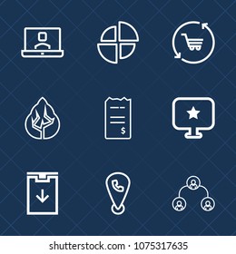 Premium set with outline icons. Such as forest, video, pie, hierarchy, element, map, woman, call, download, store, money, web, market, company, chart, shop, sign, retail, cart, nature, internet, paper