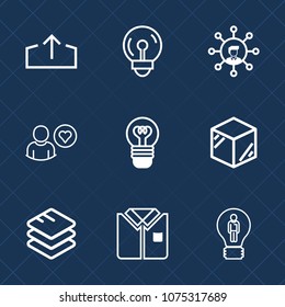 Premium set with outline icons. Such as digital, data, profile, fashion, cutout, template, technology, subscribe, sign, power, upload, business, box, creative, lamp, concept, tshirt, bulb, lightbulb