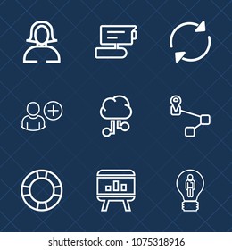 Premium set with outline icons. Such as young, network, road, internet, technology, female, security, surveillance, pretty, camera, inflatable, water, beauty, refresh, face, ring, business, point, tv