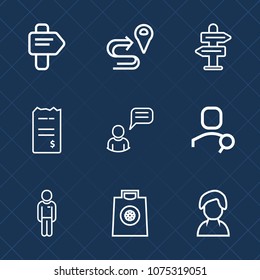 Premium set with outline icons. Such as way, road, money, sign, buy, map, message, pay, choice, business, male, gift, bank, people, female, internet, arrow, payment, chat, retail, street, fashion, web