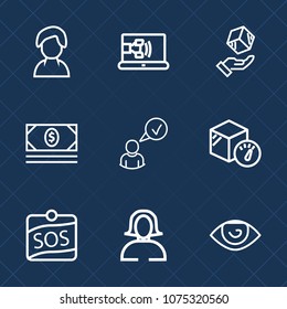 Premium set with outline icons. Such as cash, online, package, finance, sos, weight, packaging, concept, phone, female, girl, complete, money, people, body, box, shipping, internet, bank, business