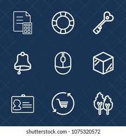 Premium set with outline icons. Such as water, sign, technology, environment, coin, packaging, name, cart, door, security, product, id, cash, landscape, summer, retail, trolley, template, pool, mouse