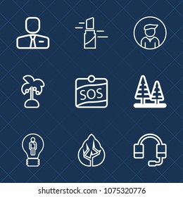 Premium set with outline icons. Such as recruitment, pink, leaf, color, nature, idea, microphone, casual, label, work, lip, summer, landscape, creative, sign, natural, boy, makeup, tropical, headset