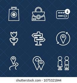 Premium set with outline icons. Such as business, background, style, store, sale, location, dont, floral, hanger, currency, nature, sack, people, navigation, money, accessory, pin, finance, blossom