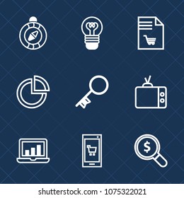Premium set with outline icons. Such as house, south, nautical, market, graph, west, security, online, supermarket, business, phone, electric, lamp, presentation, app, door, bright, laptop, television