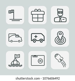 Premium set of outline icons. Such as ocean, cycle, sea of cortes, traffic, radius, file, center, rocket, transportation, profile, point, office, decoration, life, folder, safety, technology, account