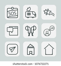 Premium set of outline icons. Such as computer, web, star, business, rescue, work, sign, tv, internet, bright, truck, satellite, home, help, sos, architecture, technology, headset, house, audio, sound