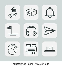 Premium set of outline icons. Such as office, real, fashion, communication, vision, watch, sound, cap, cabinet, equipment, blue, drawer, glasses, buy, head, email, spy, space, search, sale, estate