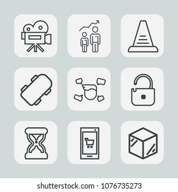 Premium set of outline icons. Such as male, extreme, hour, security, clock, retro, growth, development, career, concept, progress, timer, video, phone, technology, success, time, personal, sand, man