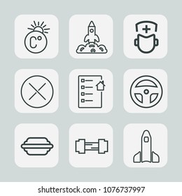 Premium set of outline icons. Such as medical, gym, space, degree, thermometer, measurement, tool, doctor, laboratory, document, contract, science, technology, launch, house, rocket, fitness, scale