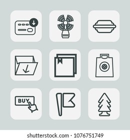 Premium set of outline icons. Such as landscape, cash, retail, garbage, flag, wealth, food, marine, dollar, sign, button, lighthouse, gift, box, fashion, travel, sale, sea, web, currency, burger, bun