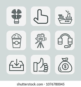 Premium set of outline icons. Such as seamark, button, tower, military, call, movie, money, marine, cup, sign, light, cursor, navigation, download, banking, retro, ship, support, technology, business