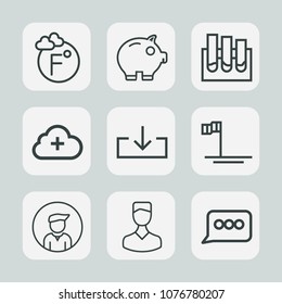 Premium set of outline icons. Such as baja, web, bank, mexico, medical, meteorology, fahrenheit, avatar, finance, human, money, download, internet, test, currency, boy, degree, coin, male, add, beach