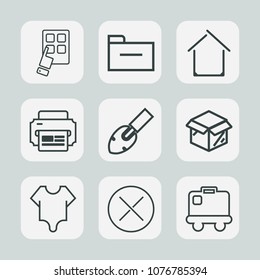 Premium set of outline icons. Such as mobile, digital, hand, luggage, building, travel, file, box, office, fashion, bodysuit, data, architecture, airport, cute, folder, shovel, package, close, modern