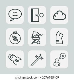 Premium set of outline icons. Such as communication, wizard, emergency, sign, horse, bbq, online, arrow, war, dialog, nuclear, strategy, cooking, cancel, south, game, wand, internet, bomb, escape, web