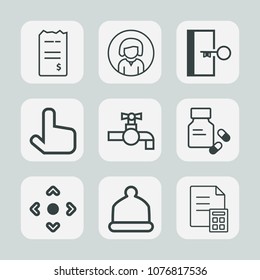 Premium set of outline icons. Such as face, water, paper, door, tap, bank, banking, financial, credit, exit, young, fashion, click, female, pretty, beauty, medical, sign, button, faucet, head, girl