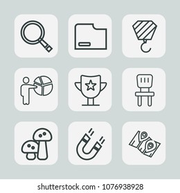 Premium set of outline icons. Such as field, presentation, nature, document, white, pin, web, room, industry, sign, edible, construction, industrial, chair, location, equipment, home, architecture