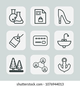 Premium set of outline icons. Such as female, tooth, tool, style, nautical, credit, ship, paper, high, equipment, dental, notebook, screen, money, boat, nature, communication, water, laboratory, tag