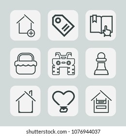 Premium set of outline icons. Such as picnic, chessboard, quad, real, home, game, extreme, discount, tag, property, summer, click, business, chess, price, dirt, open, estate, horse, education, house