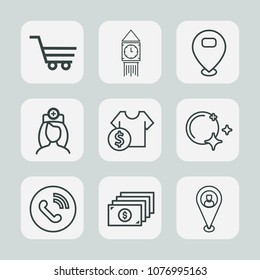 Premium Set Of Outline Icons. Such As Moon, Marker, Trolley, Medical, Night, Call, Tower, Westminster, Shop, Phone, Currency, Price, Care, Money, London, Uk, Sign, England, Cash, Nurse, Finance, Cart