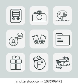 Premium set of outline icons. Such as background, computer, seafood, technology, food, temperature, photo, thermometer, file, office, work, freelancer, sea, fish, fishing, paper, delivery, fahrenheit