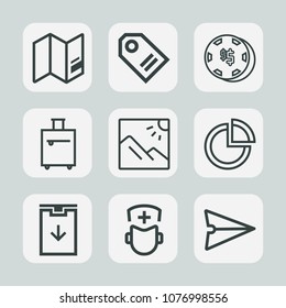 Premium set of outline icons. Such as message, surgeon, global, web, medical, europe, retail, earth, map, casino, business, travel, discount, pie, luck, graph, label, planet, trip, sign, presentation