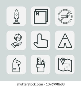 Premium set of outline icons. Such as chessboard, delivery, equipment, chess, package, stationery, galaxy, technology, spaceship, addiction, horse, file, road, business, tobacco, game, folder, space