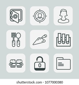 Premium set of outline icons. Such as paper, construction, spoon, research, glove, medical, business, safety, protection, equipment, secure, medicine, boxing, banking, steel, group, customer, profile