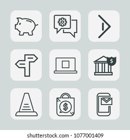 Premium set of outline icons. Such as user, button, mail, financial, sign, investment, choice, internet, up, right, arrow, piggy, road, white, profile, way, pig, bank, application, construction, web